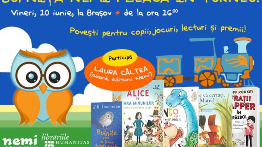 Bufniţa Nemi se întâlnește cu micii cititori din Brașov, vineri, la librăria Humanitas!